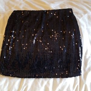 Sequin black midi skirt